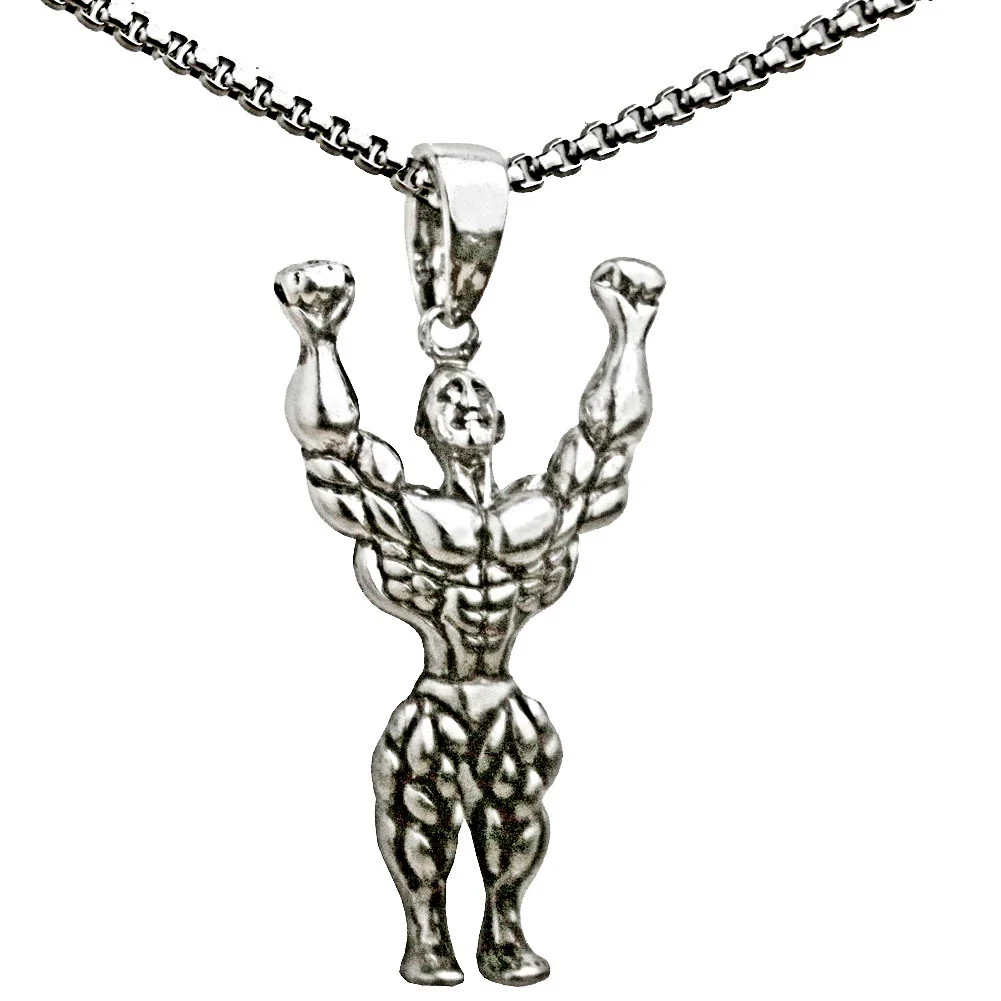 Men's Metal Jewelry Fitness Pendant With Cartoon Characters And Electroplating Treatment On Pearl Chain - Image 6