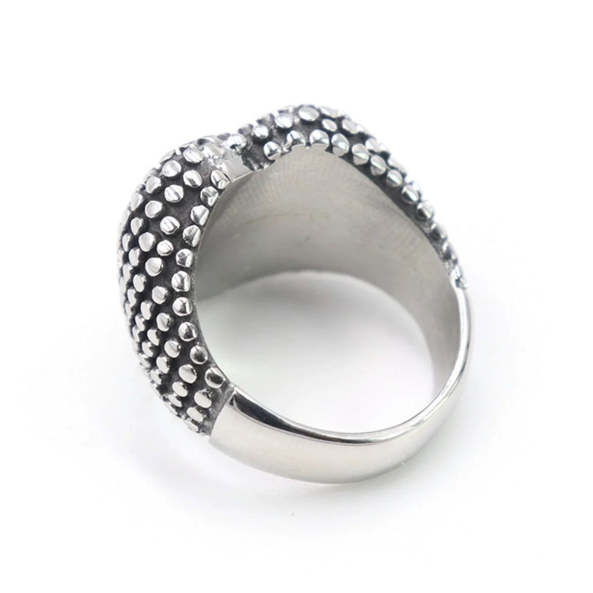 Men's Motorcycle Jewelry Stainless Steel Old Retro Boiled Black Heartshaped Ring Apply Oil - Image 4