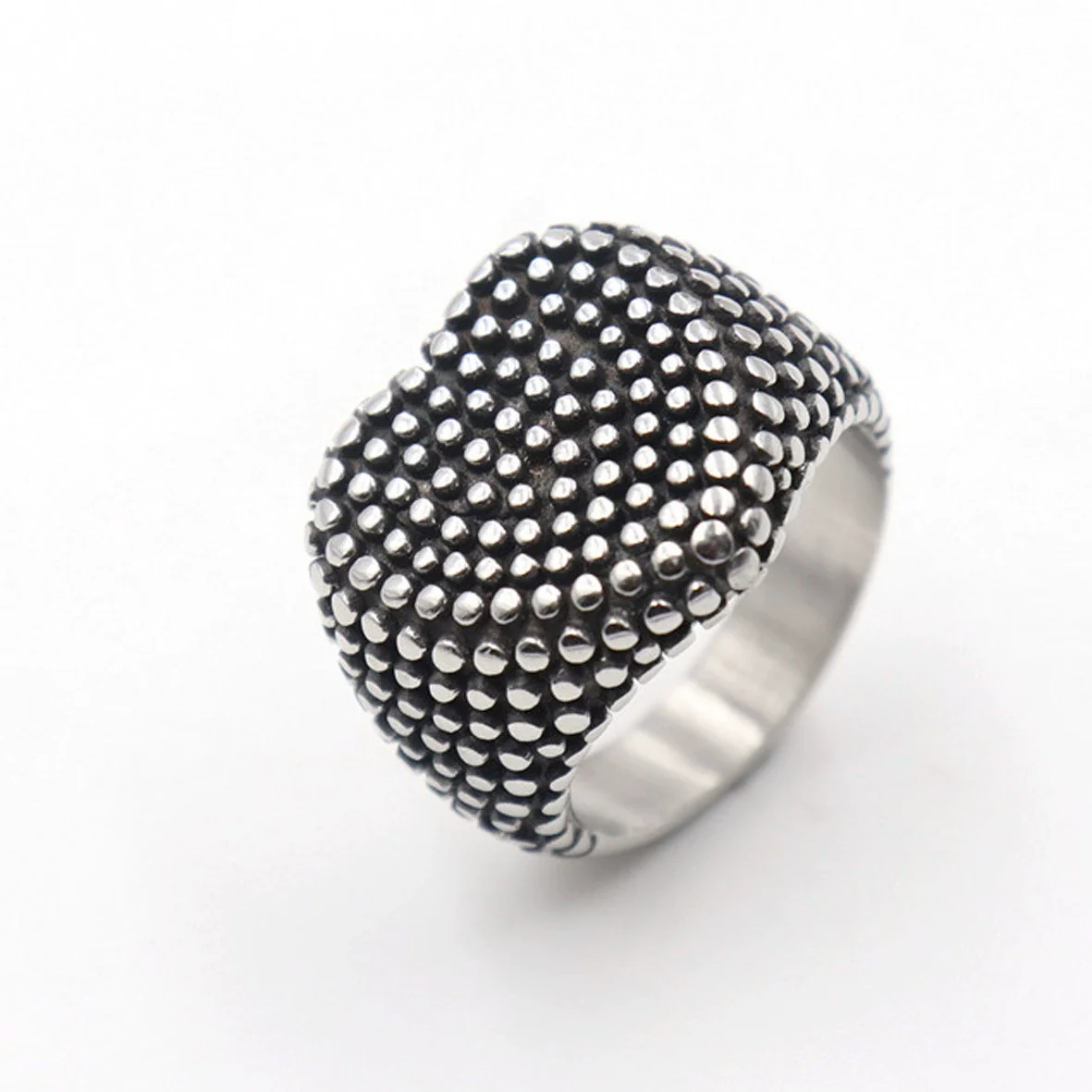 Men's Motorcycle Jewelry Stainless Steel Old Retro Boiled Black Heartshaped Ring Apply Oil - Image 6