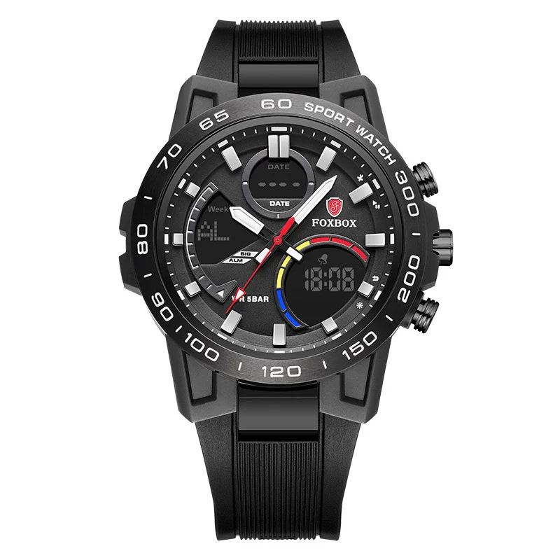 Men's Multifunction Chronograph Waterproof Electronic Watch Zinc Alloy Case Plastic Strap Round Dial Geometric Style - Image 8