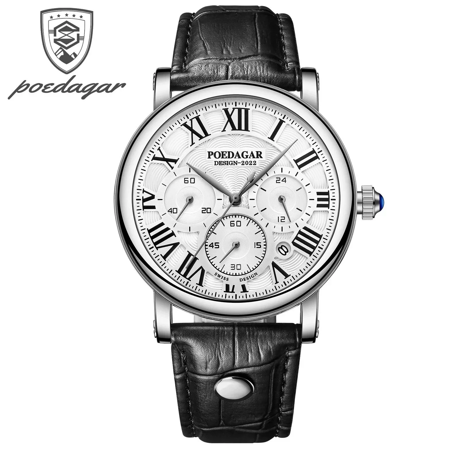 Men's Multifunctional Belt Quartz Watch Genuine Leather Alloy Case Sapphire Crystal Glass Mirror Round Dial Leisure Style - Image 5