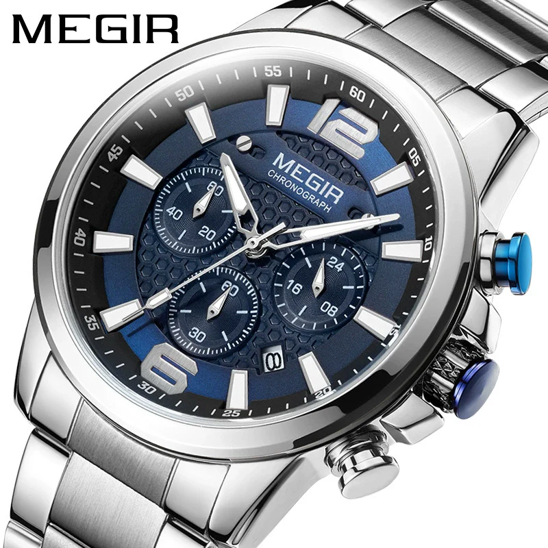 Men's Multifunctional Business Sports Quartz Watch Alloy Case Stainless Steel Belt Round Dial