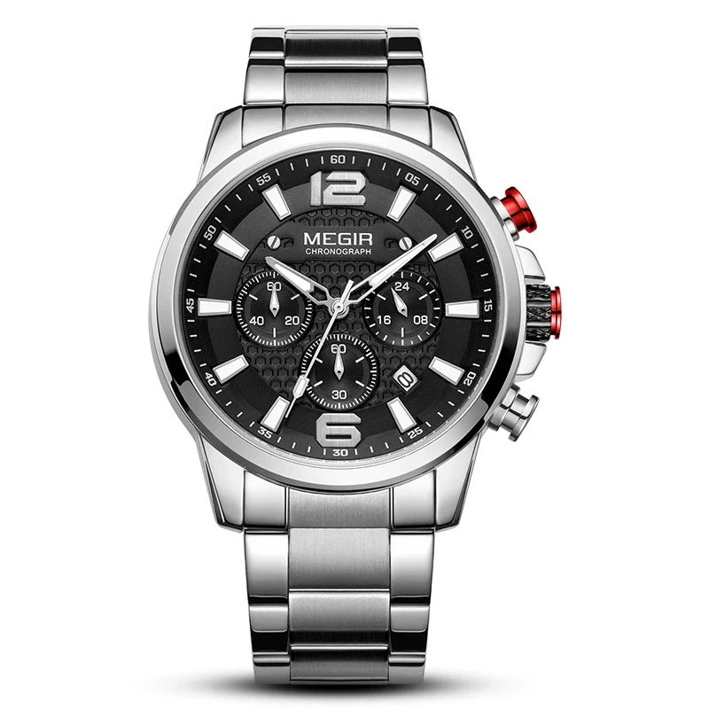 Men's Multifunctional Business Sports Quartz Watch Alloy Case Stainless Steel Belt Round Dial - Image 6