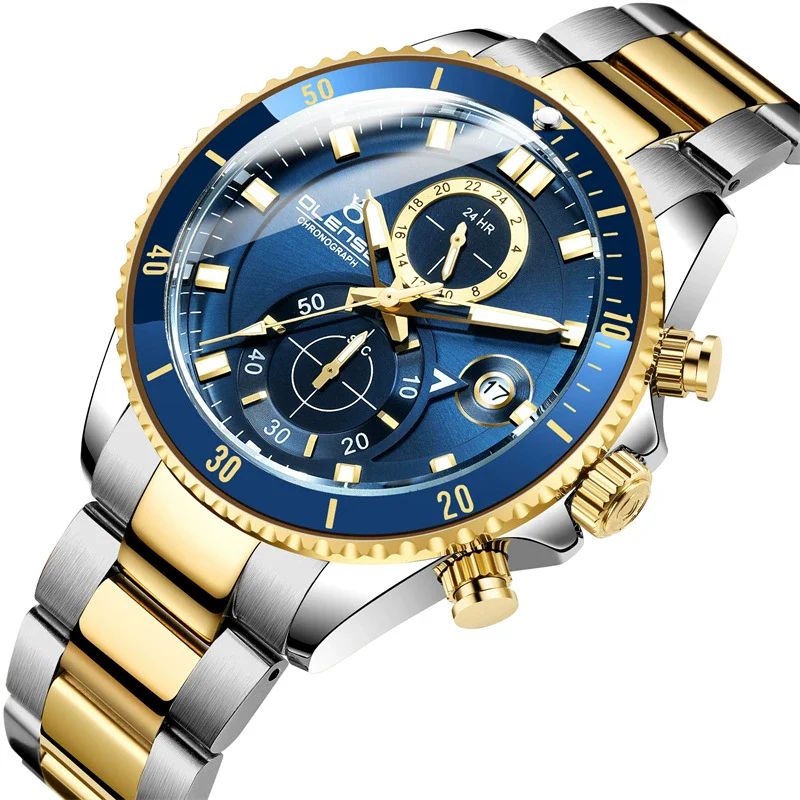 Men's Multifunctional Creative Business Watch With Round Dial Stainless Steel Band Metal Case