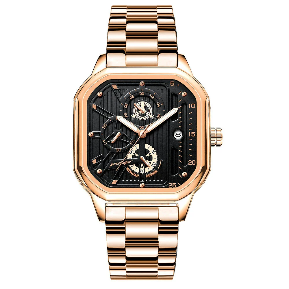 Men's Multifunctional Luminous Waterproof Sport Watch With Alloy Case Stainless Steel Strap And Square Dial - Image 11