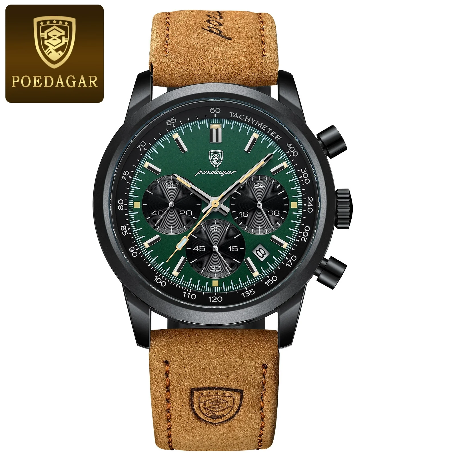 Men's Multifunctional Quartz Watch Belt With Alloy Case Genuine Leather Strap Stainless Steel Buckle And Round Dial - Image 4