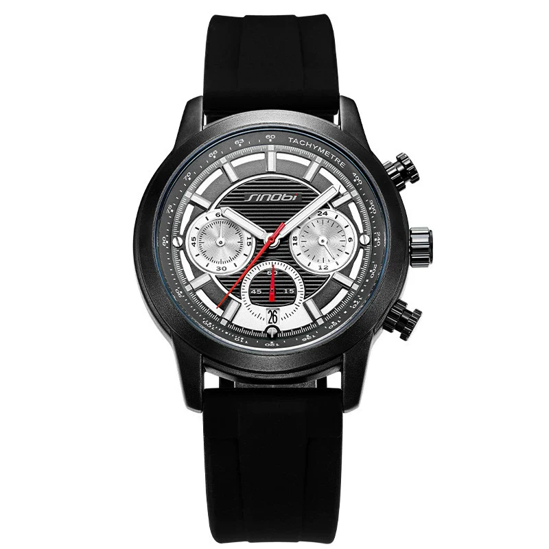 Men's Multifunctional Sports Watch Alloy Case Stainless Steel Clasp Silicone Strap Quartz Movement Round Dial