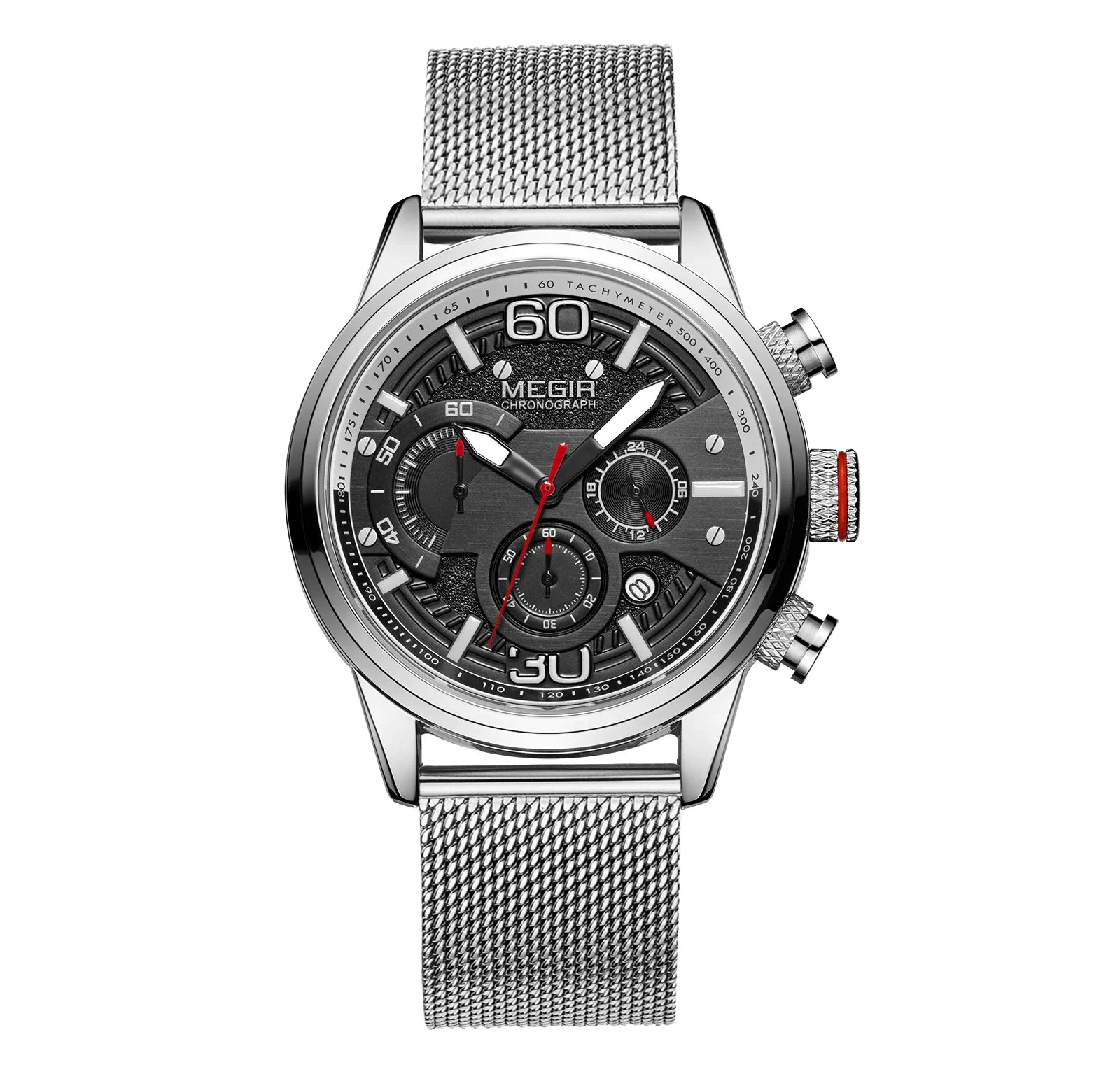Men's Multifunctional Sports Waterproof Quartz Watch Alloy Case Genuine Leather Strap Round Dial - Image 6