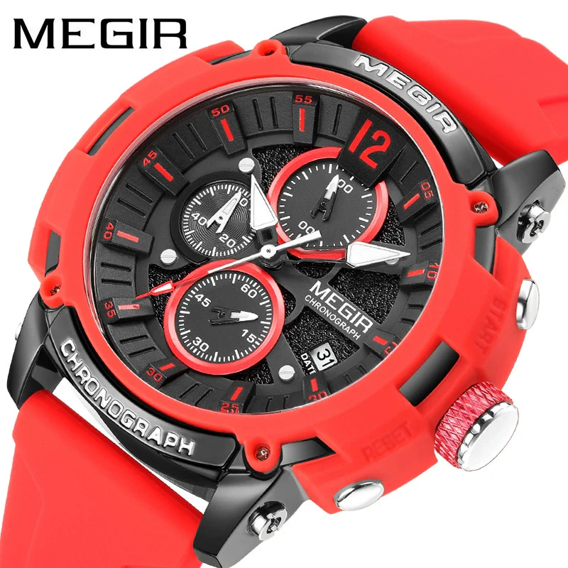 Men's Multifunctional Waterproof Luminous Alloy Case And Silicone Strap Sports Quartz Watch With Round Dial
