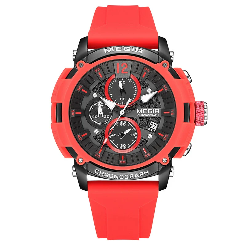 Men's Multifunctional Waterproof Luminous Alloy Case And Silicone Strap Sports Quartz Watch With Round Dial - Image 5