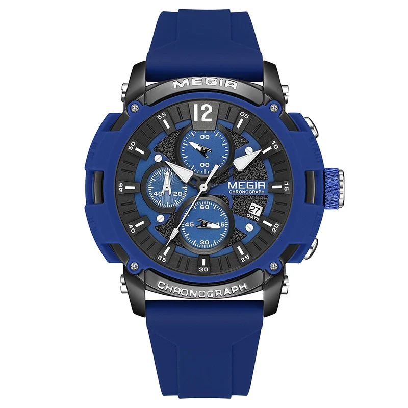 Men's Multifunctional Waterproof Luminous Alloy Case And Silicone Strap Sports Quartz Watch With Round Dial - Image 7