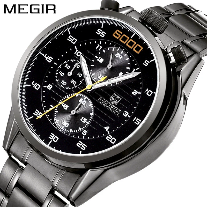 Men's Multifunctional Waterproof Luminous Watch Alloy Case Leather Canvas Strap Round Dial