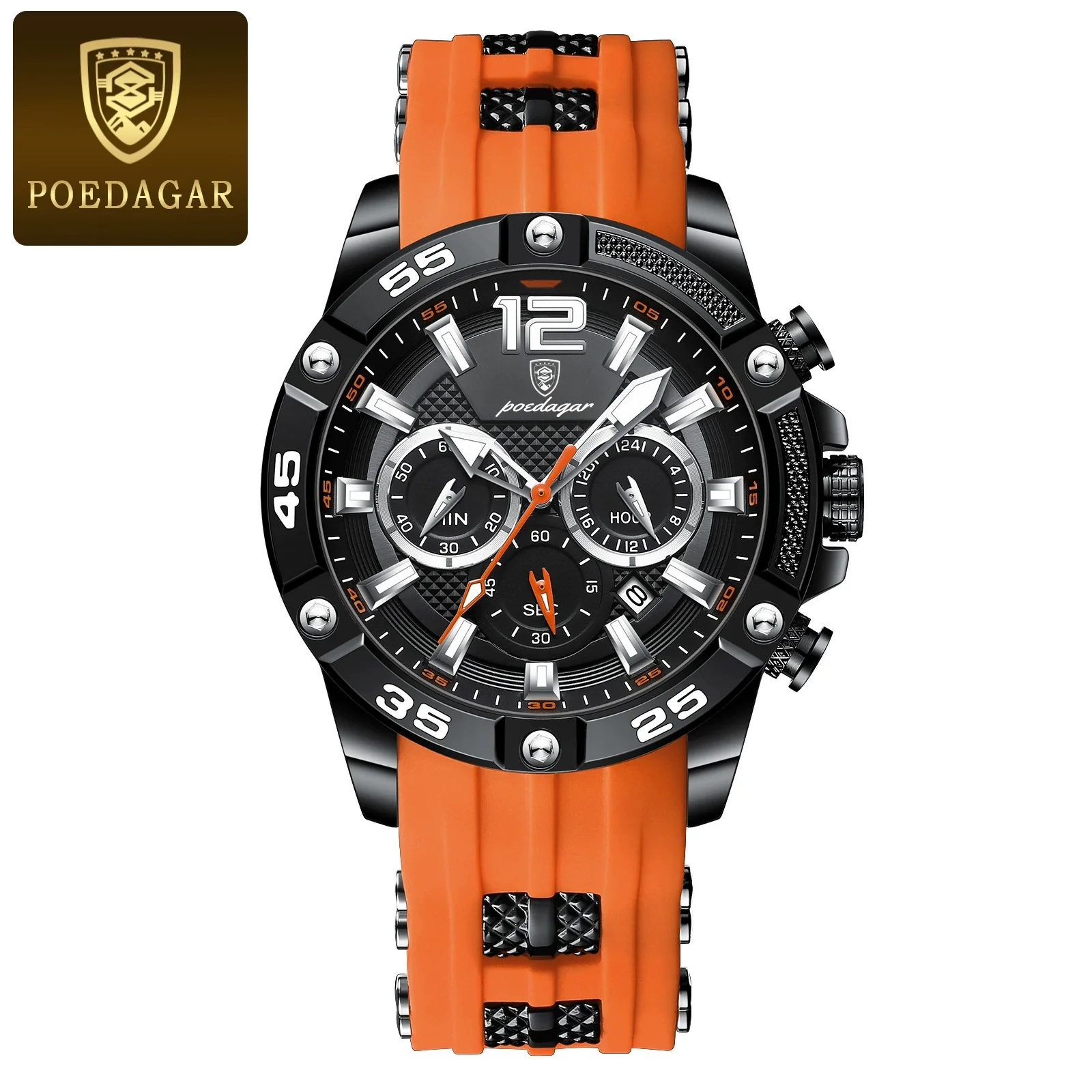 Men's Multifunctional Waterproof Silicone Quartz Watch With Alloy Case Mineral Strengthened Mirror And Round Dial - Image 3