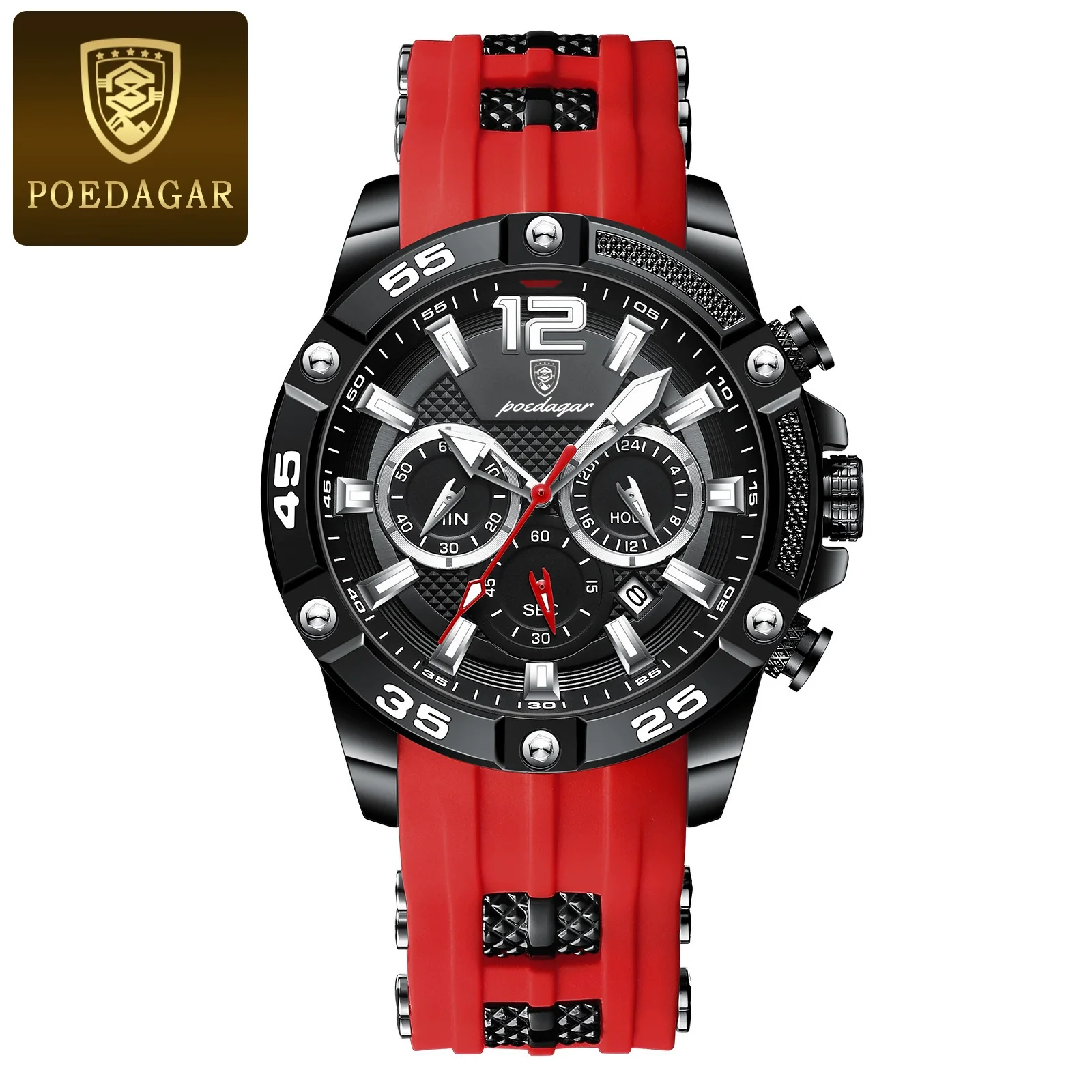 Men's Multifunctional Waterproof Silicone Quartz Watch With Alloy Case Mineral Strengthened Mirror And Round Dial - Image 4