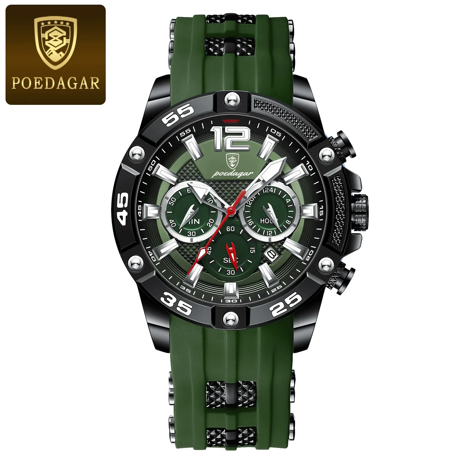Men's Multifunctional Waterproof Silicone Quartz Watch With Alloy Case Mineral Strengthened Mirror And Round Dial - Image 6