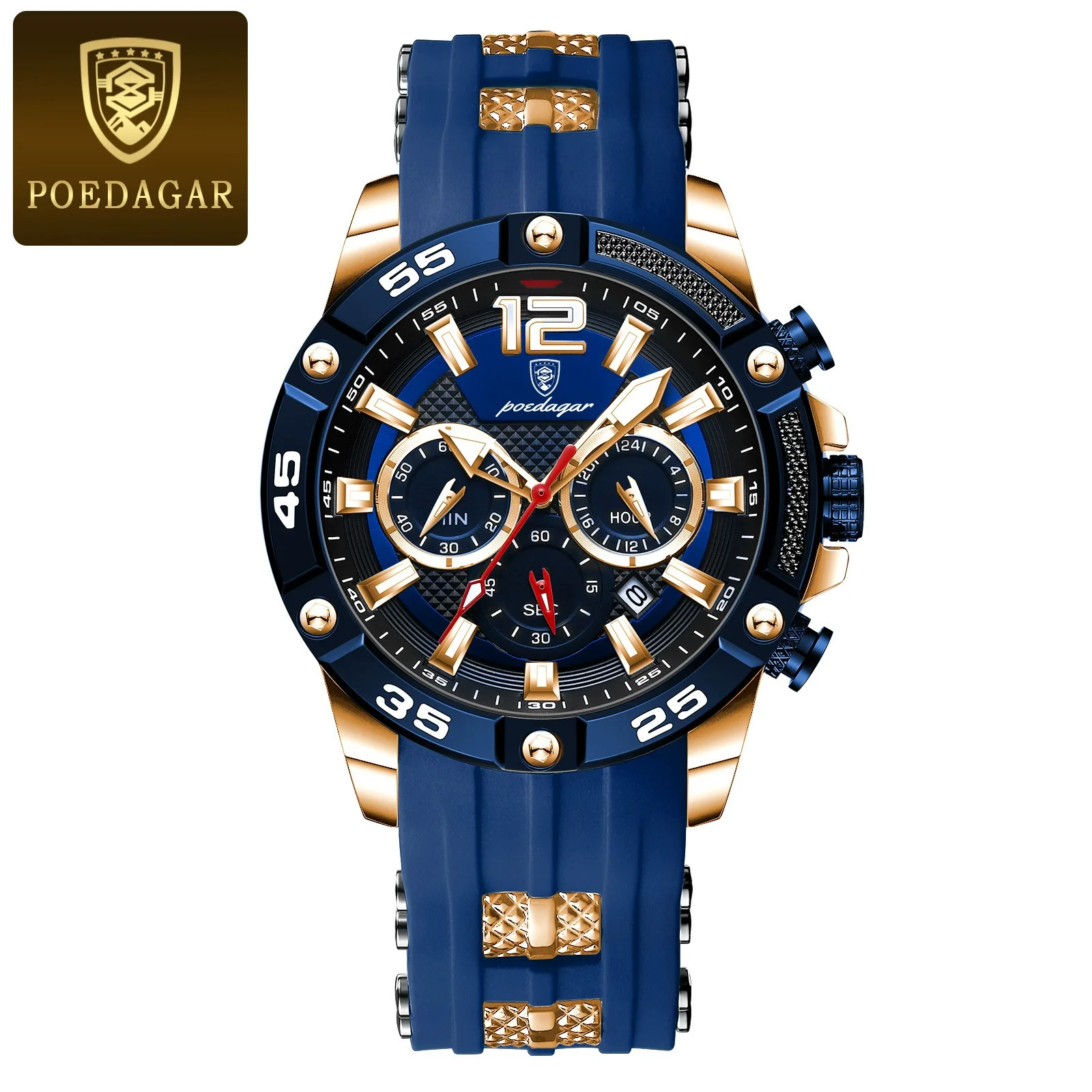 Men's Multifunctional Waterproof Silicone Quartz Watch With Alloy Case Mineral Strengthened Mirror And Round Dial - Image 8