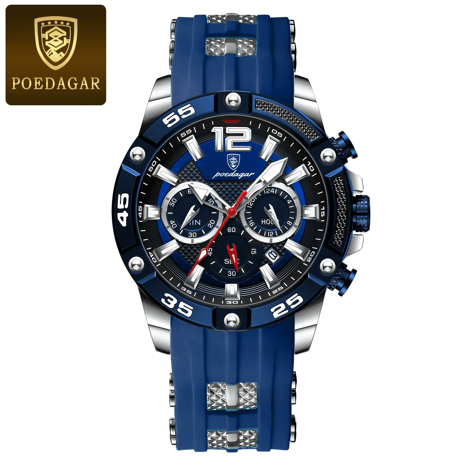 Men's Multifunctional Waterproof Silicone Quartz Watch With Alloy Case Mineral Strengthened Mirror And Round Dial - Image 9