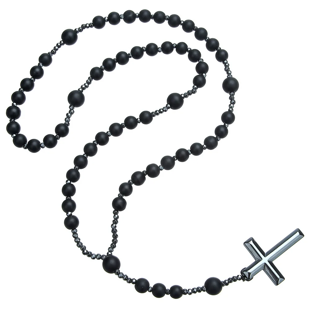 Men's Necklace Religious Cross Pendant Alloy Tiger Eye Stone Handmade Cotton Thread Jewelry - Image 7