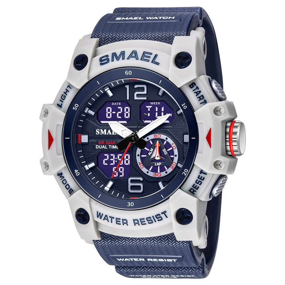 Men's Outdoor Sports Multifunctional Waterproof Watch With Pu Strap And Resin Case Round Dial - Image 11