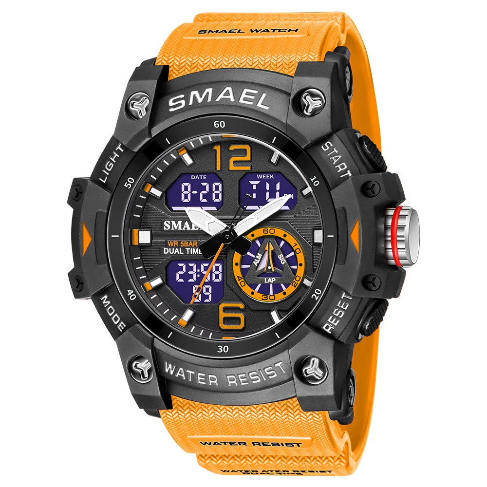 Men's Outdoor Sports Multifunctional Waterproof Watch With Pu Strap And Resin Case Round Dial - Image 7