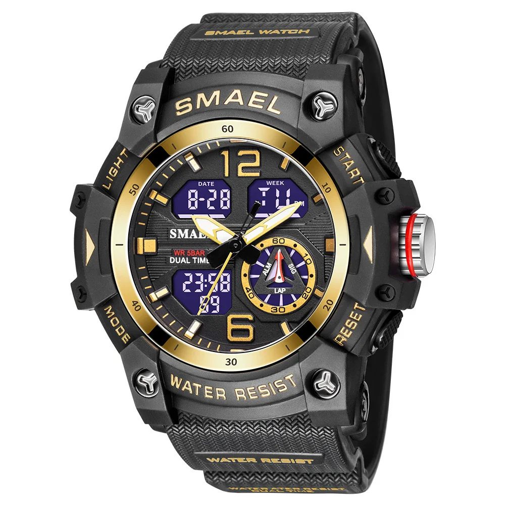 Men's Outdoor Sports Multifunctional Waterproof Watch With Pu Strap And Resin Case Round Dial - Image 8