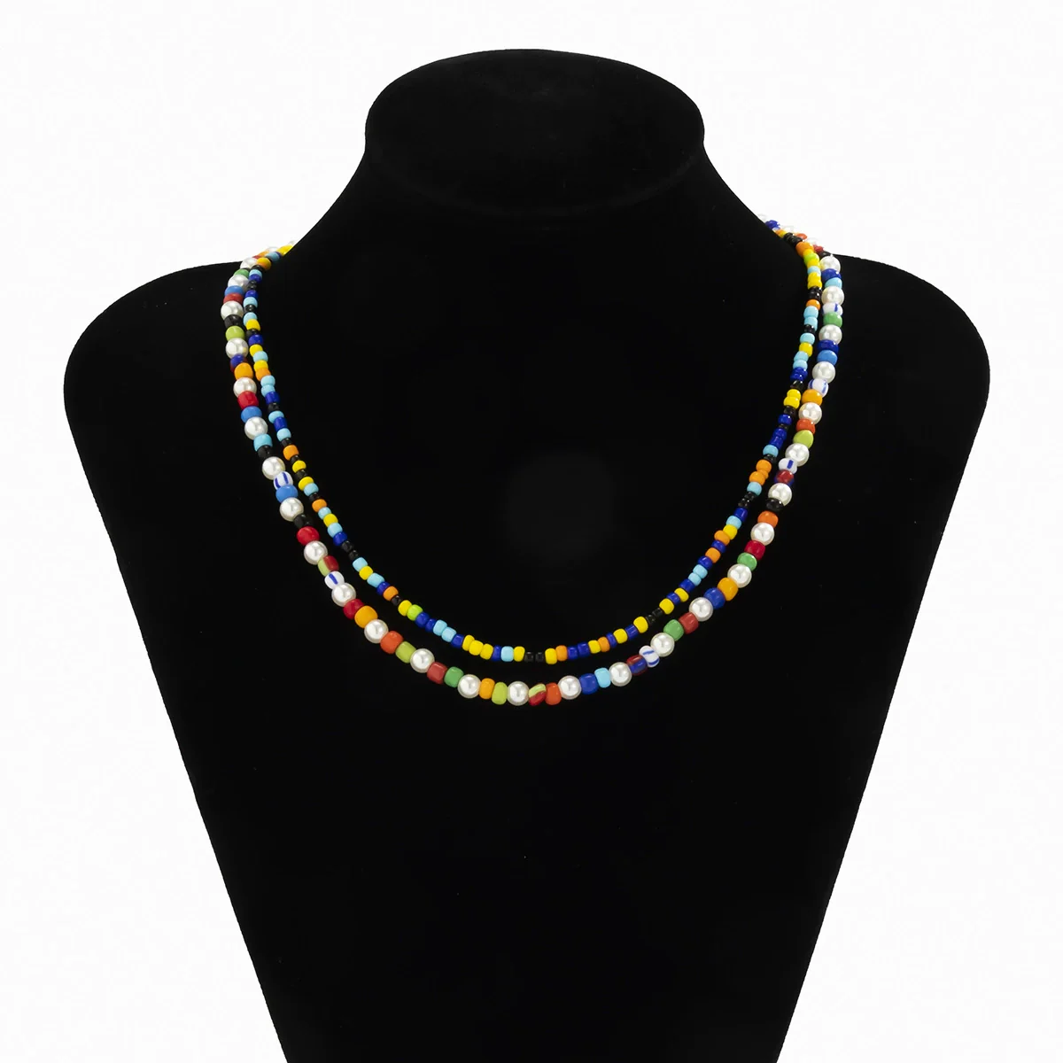 Men's Plastic Resin Geometric Beaded Necklace Set - Image 6