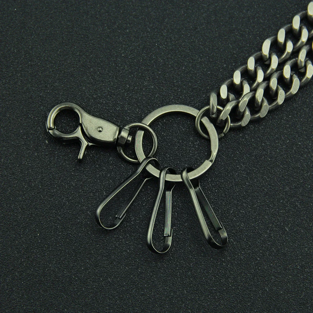 Men's Punk Hiphop Casual Jeans Pants With Metal Double Waist Chain Pendant - Image 2