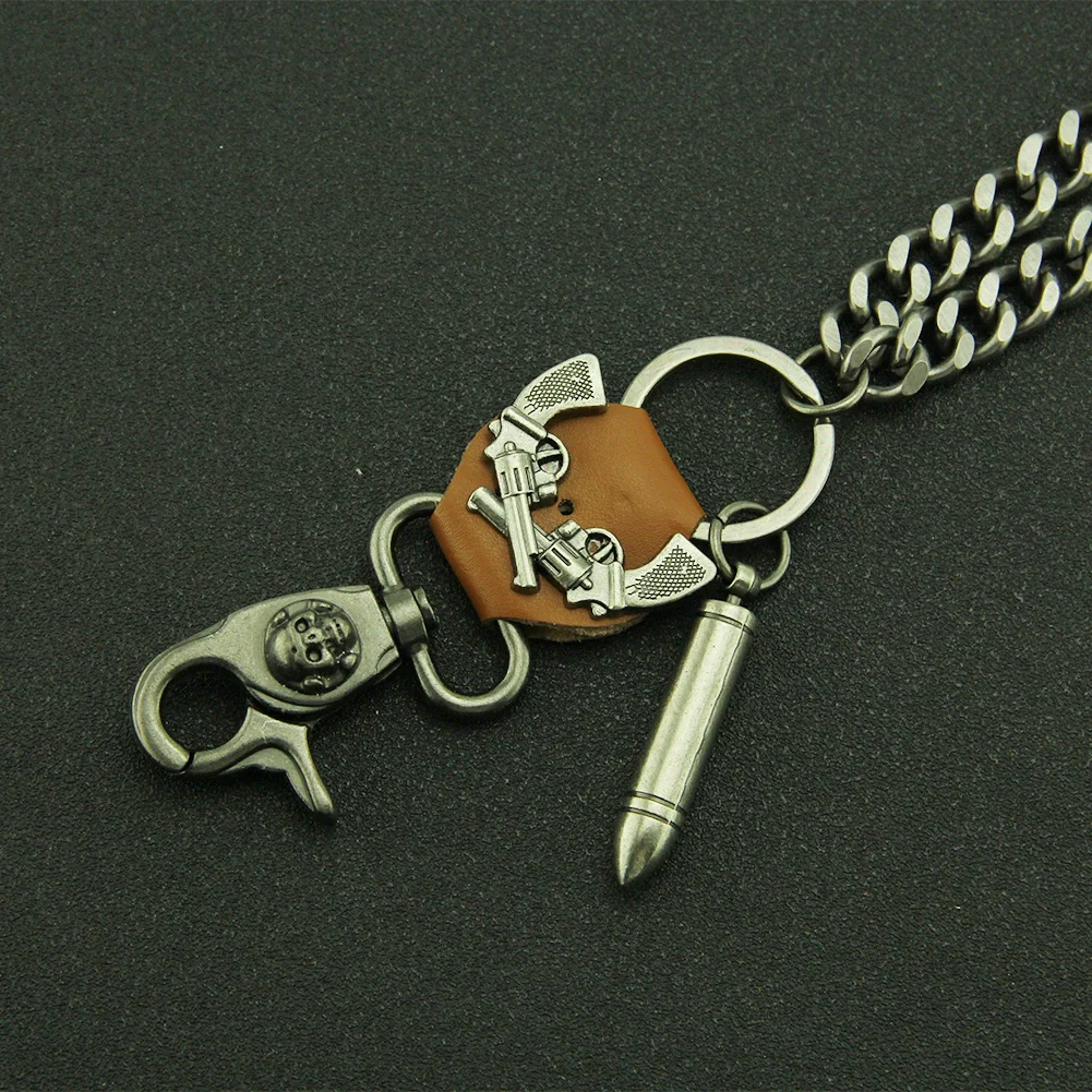 Men's Punk Hiphop Casual Jeans Pants With Metal Double Waist Chain Pendant - Image 3