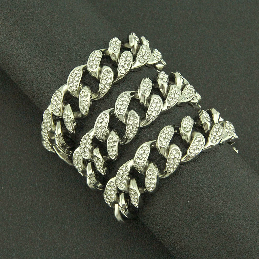 Men's Punk Style Alloy Cuban Chain Necklace With Geometric Diamond Pendant - Image 3