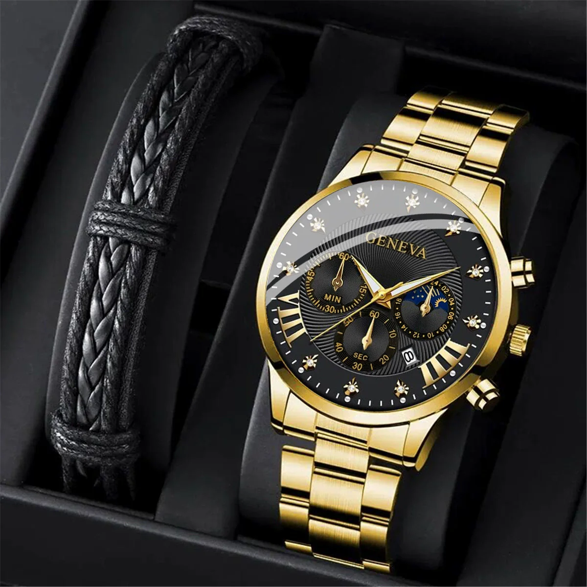 Men's Quartz Belt Watch Casual Business Style Alloy Strap Stainless Steel Buckle Round Dial - Image 6
