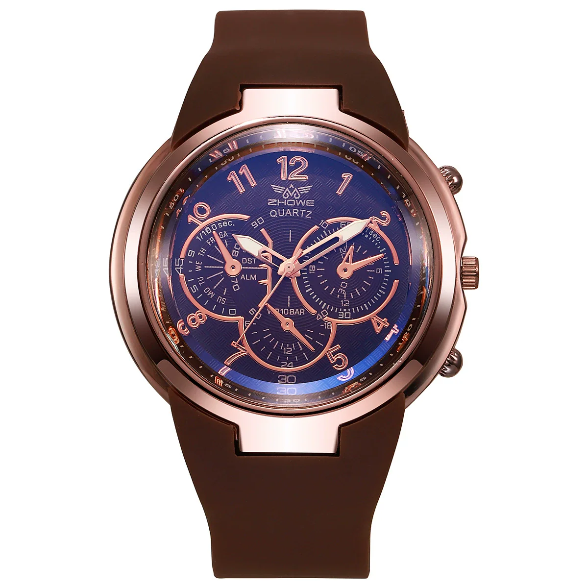 Men's Quartz Watch Alloy Case Silicone Strap Stainless Steel Buckle Round Dial Fashion Style - Image 5