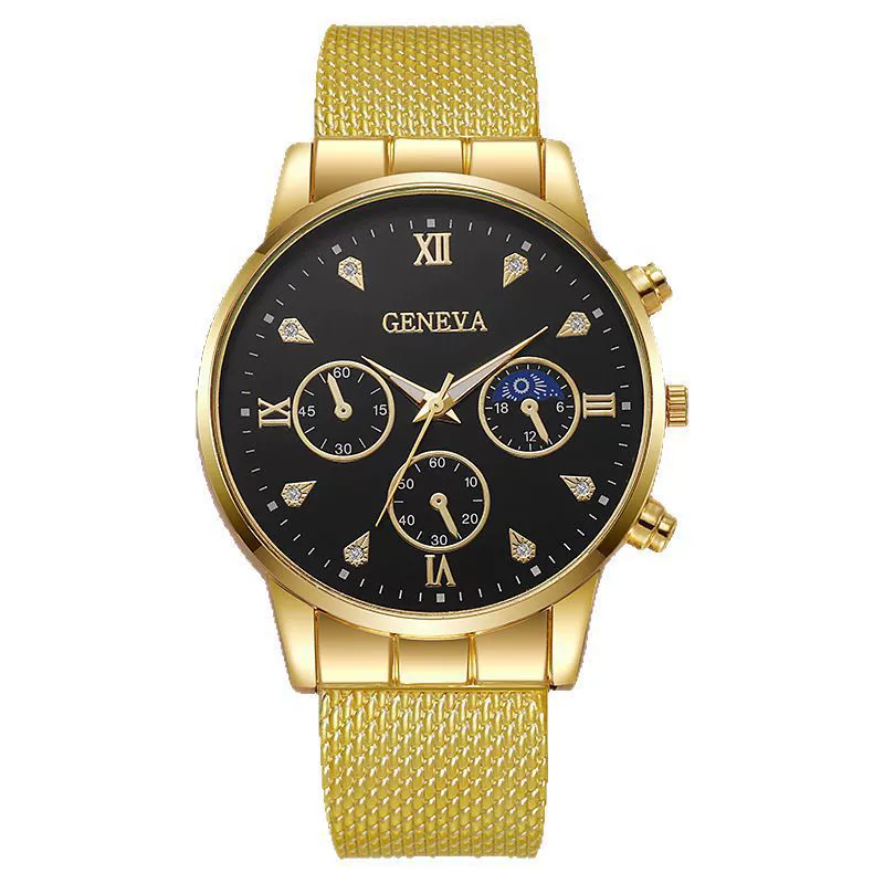 Men's Quartz Watch With Silicone Mesh Band Alloy Case Stainless Steel Strap And Buckle Round Dial Mineral Reinforced Glass Mirror Business Style Luminous - Image 5