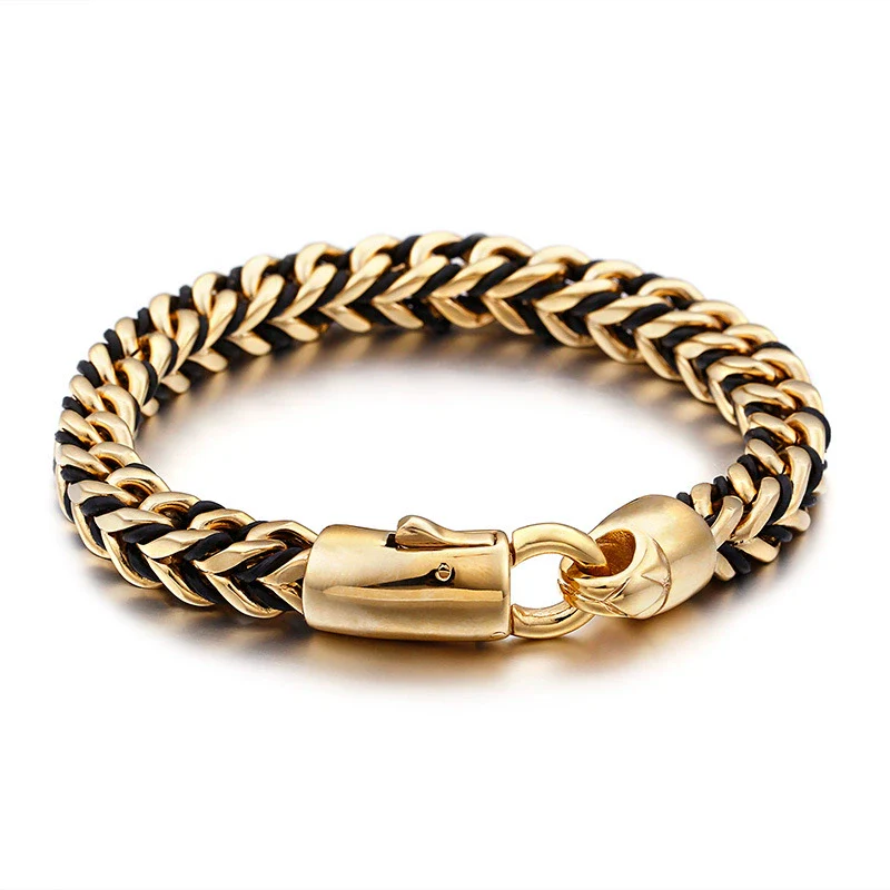 Men's Retro Hiphop Style Titanium Steel Woven Rope Bracelet With Geometric Pattern And Electroplating Treatment - Image 5