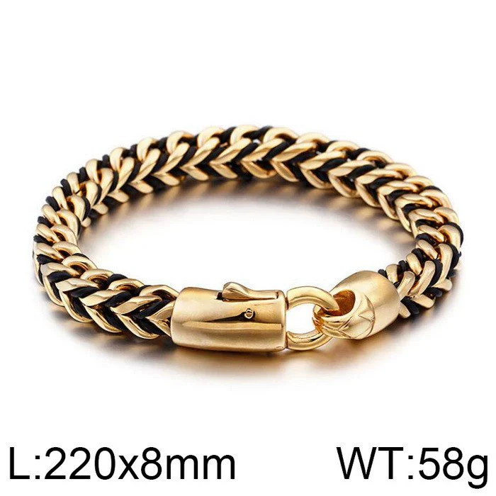 Men's Retro Hiphop Style Titanium Steel Woven Rope Bracelet With Geometric Pattern And Electroplating Treatment - Image 6