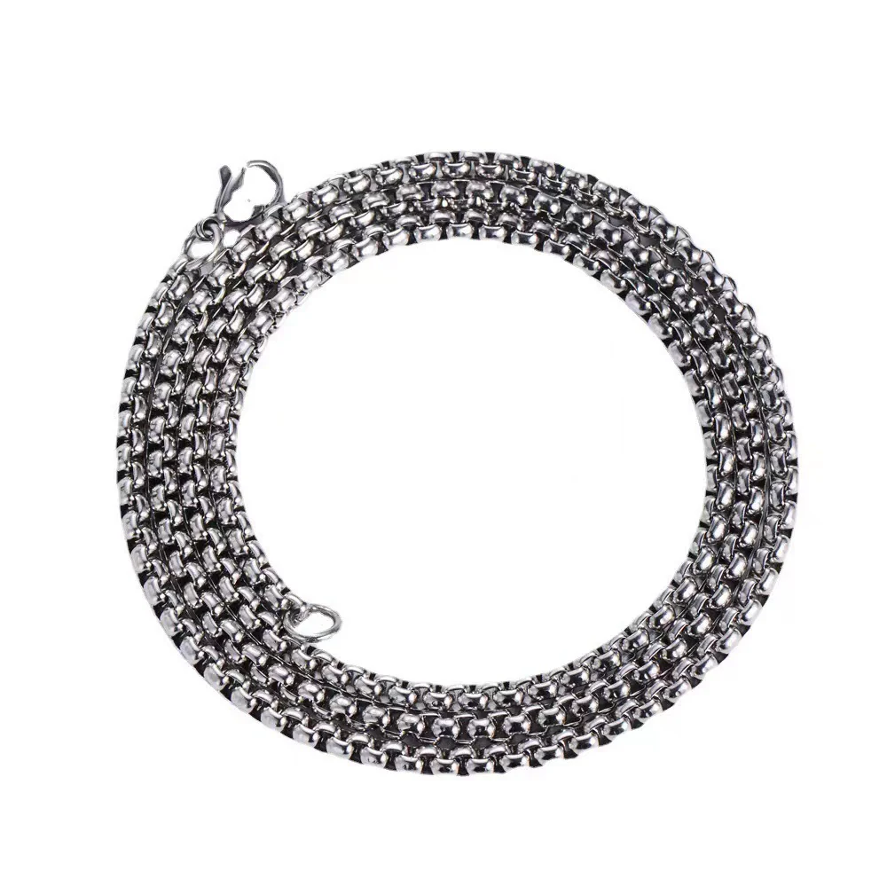 Men's Retro Punk Street Fashion Long Stainless Steel Necklace With Geometric Pattern And Polishing Treatment - Image 15