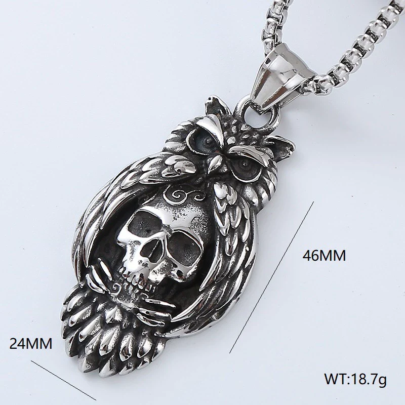 Men's Retro Punk Street Fashion Long Stainless Steel Necklace With Geometric Pattern And Polishing Treatment - Image 19