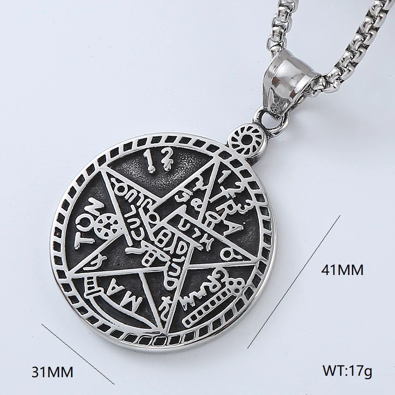 Men's Retro Punk Street Fashion Long Stainless Steel Necklace With Geometric Pattern And Polishing Treatment - Image 24