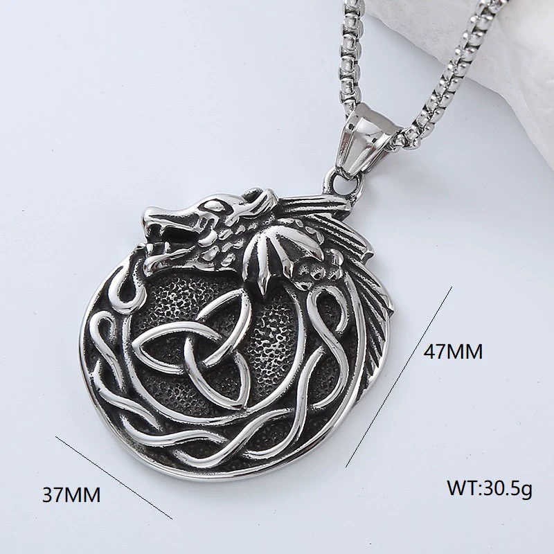 Men's Retro Punk Street Fashion Long Stainless Steel Necklace With Geometric Pattern And Polishing Treatment - Image 4