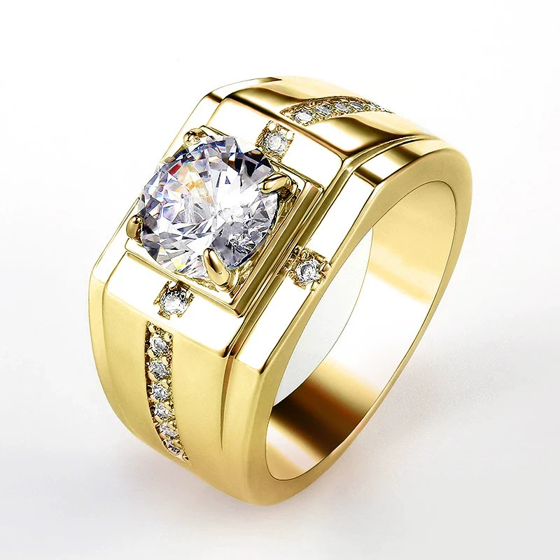 Men's Ring Copper Geometric Inlaid Zircon