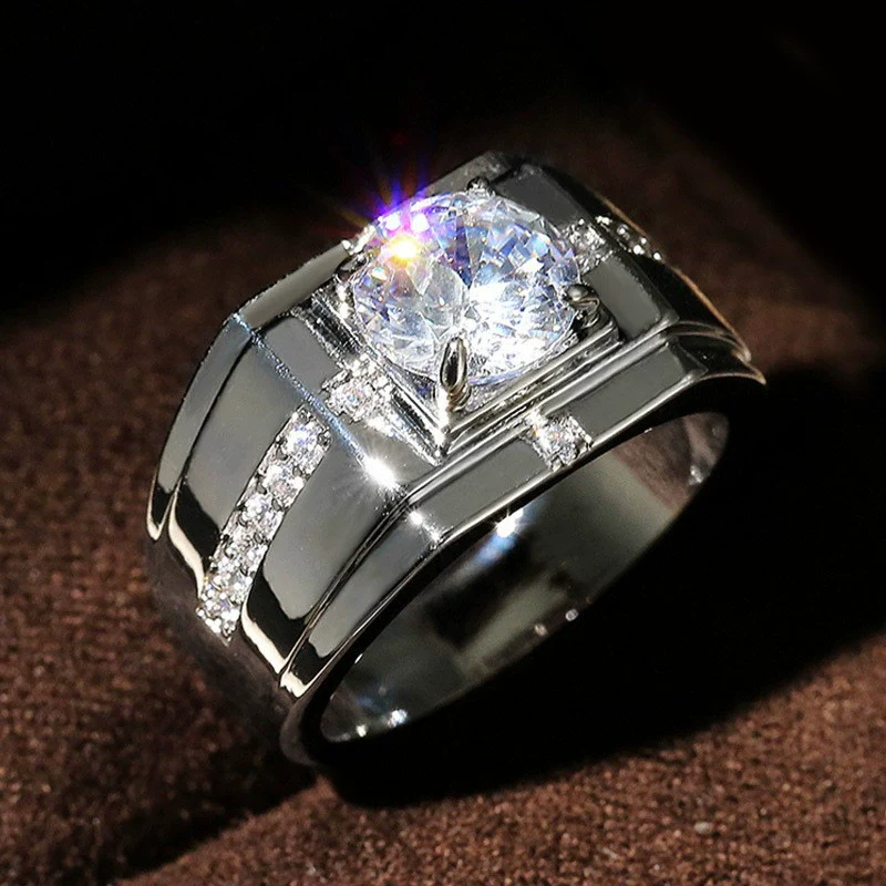 Men's Ring Copper Geometric Inlaid Zircon - Image 2