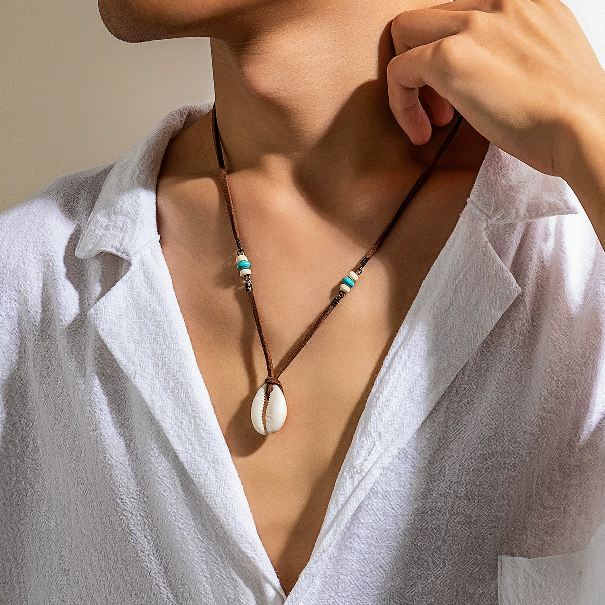 Men's Shell Geometric Handmade Jewelry Necklace - Image 3