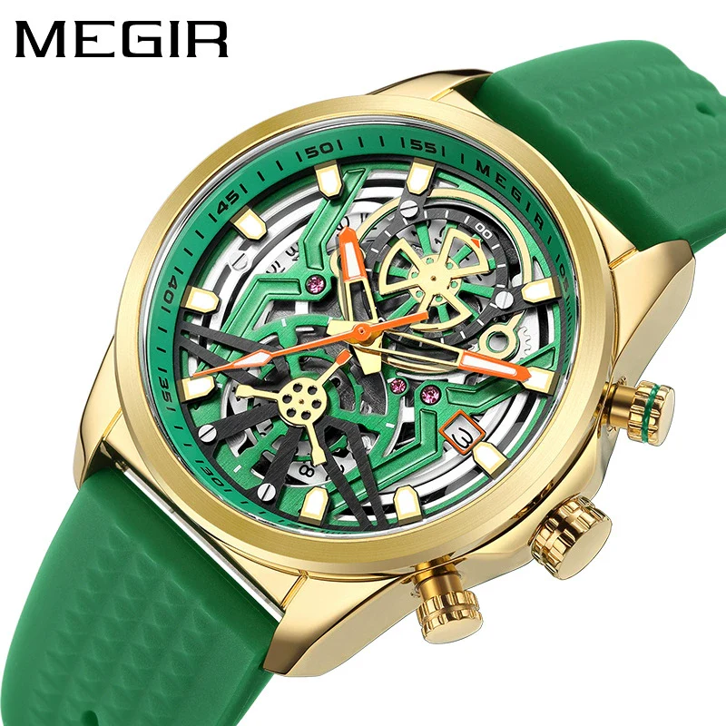 Men's Silicone Alloy Quartz Watch Business Style Round Dial Spiral Crown Pin Buckle