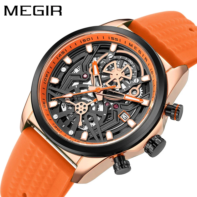 Men's Silicone Alloy Quartz Watch Business Style Round Dial Spiral Crown Pin Buckle - Image 2