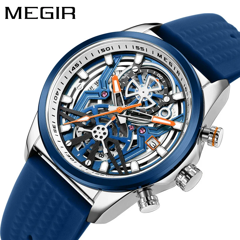 Men's Silicone Alloy Quartz Watch Business Style Round Dial Spiral Crown Pin Buckle - Image 3