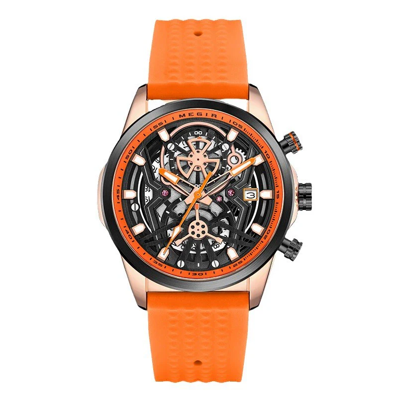 Men's Silicone Alloy Quartz Watch Business Style Round Dial Spiral Crown Pin Buckle - Image 5
