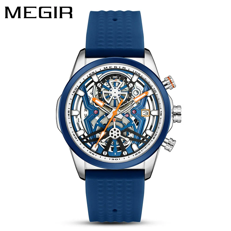 Men's Silicone Alloy Quartz Watch Business Style Round Dial Spiral Crown Pin Buckle - Image 6