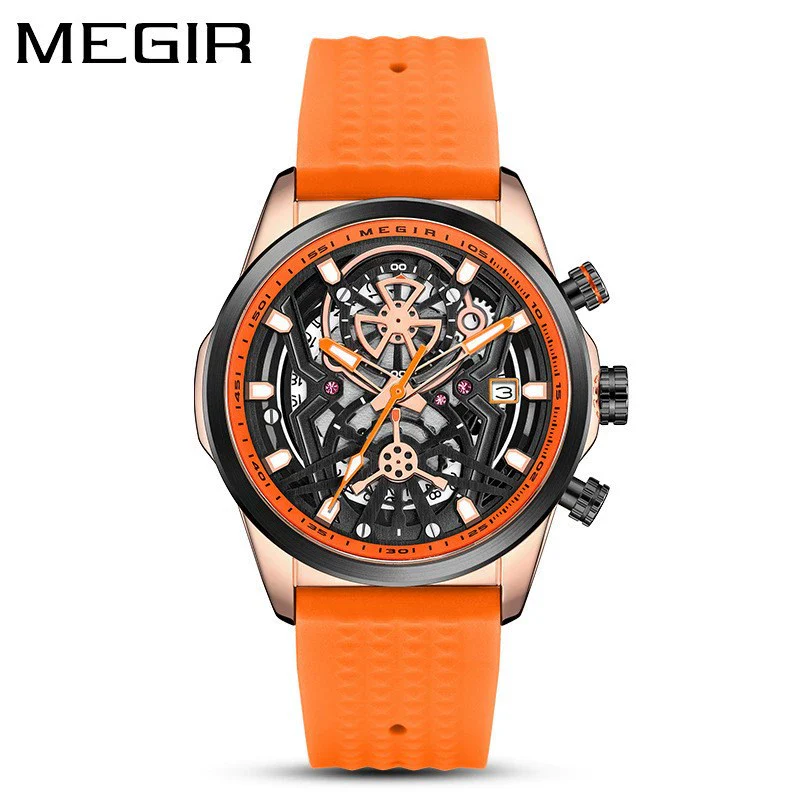 Men's Silicone Alloy Quartz Watch Business Style Round Dial Spiral Crown Pin Buckle - Image 8