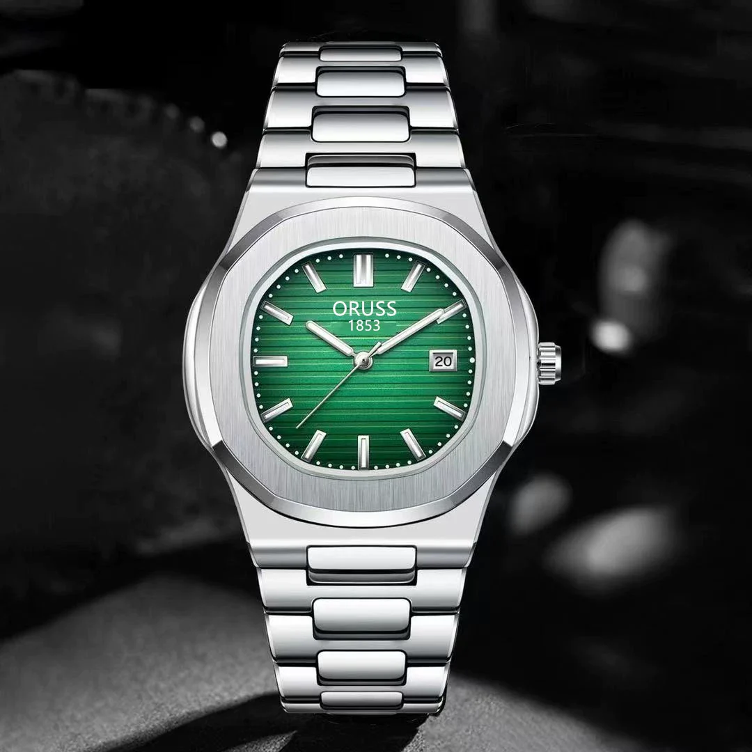 Men's Sport Stainless Steel And Sapphire Crystal Glass Mirror Round Dial Quartz Watch
