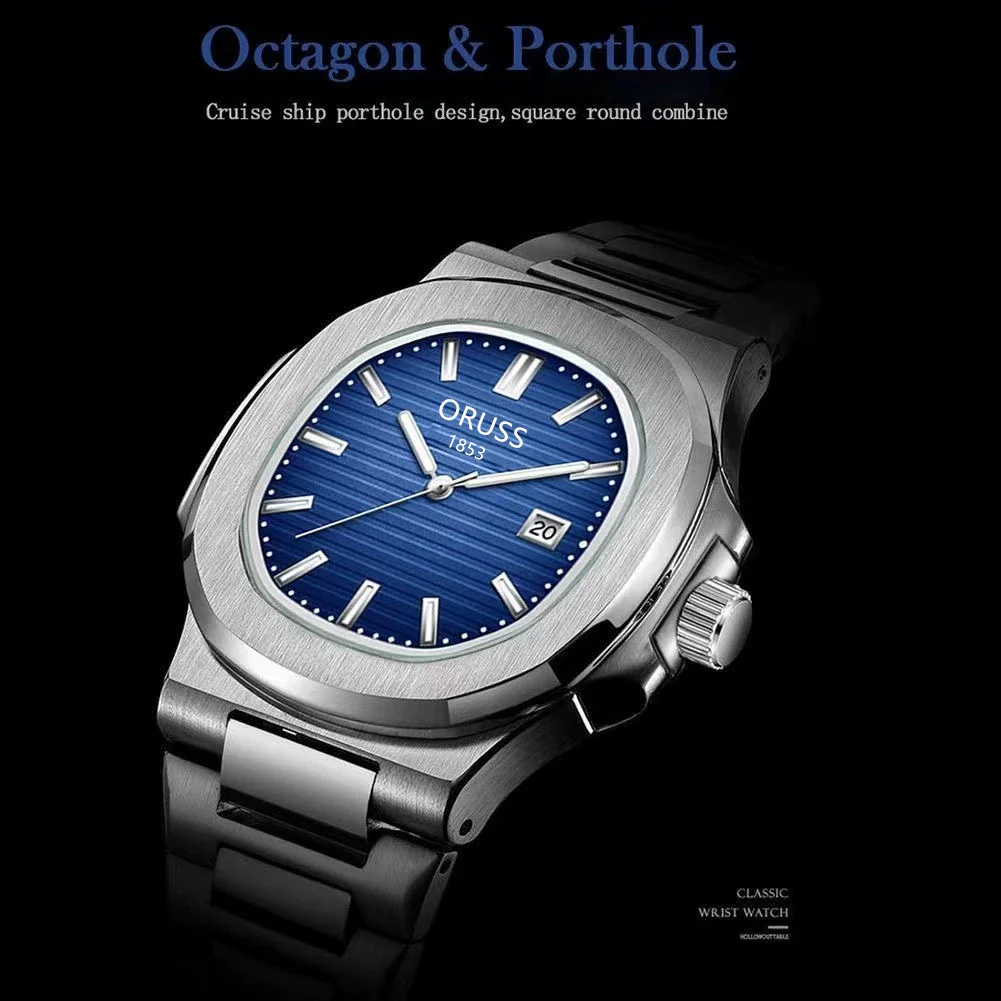 Men's Sport Stainless Steel And Sapphire Crystal Glass Mirror Round Dial Quartz Watch - Image 4