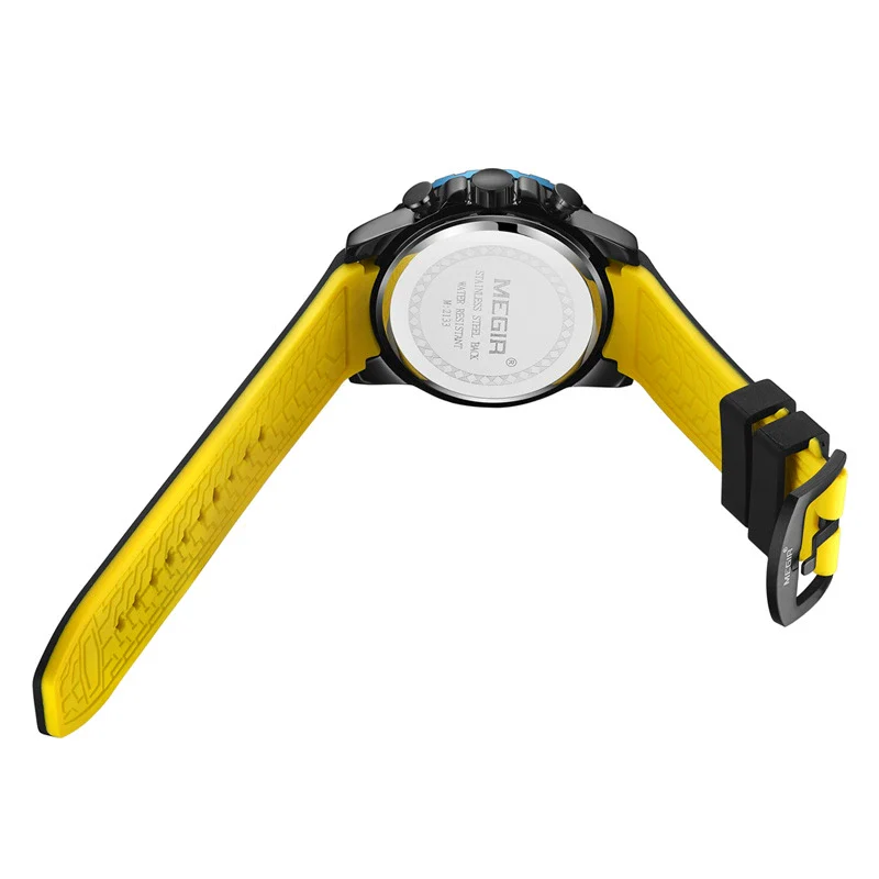 Men's Sports Alloy And Silicone Quartz Watch With Round Dial And Stainless Steel Buckle - Image 5